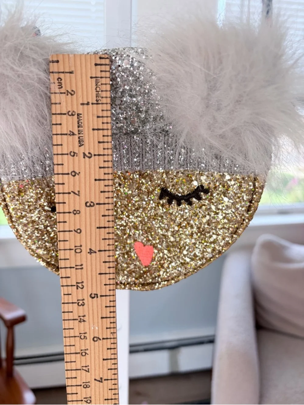 Crewcuts Kids Glitter Face Crossbody Bag Faux Fur Trim Gold & Silver